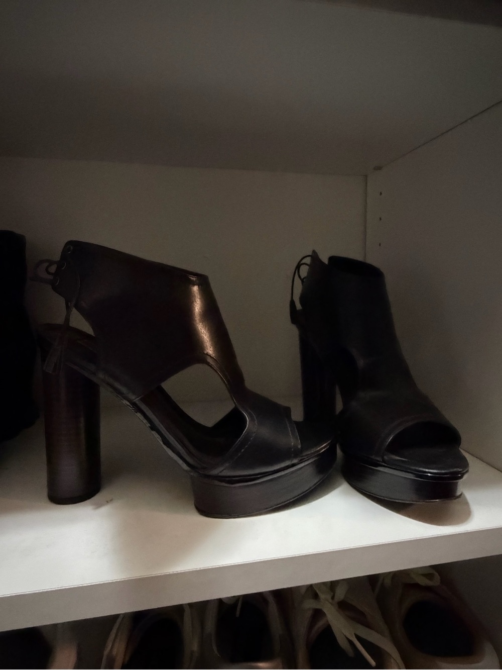 Pour La Victoire Black Cutout Platform Heeled Sandals